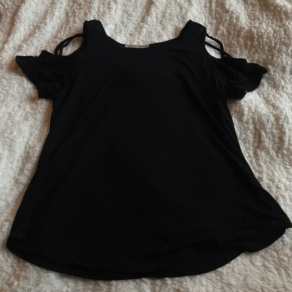 Black open shoulder top